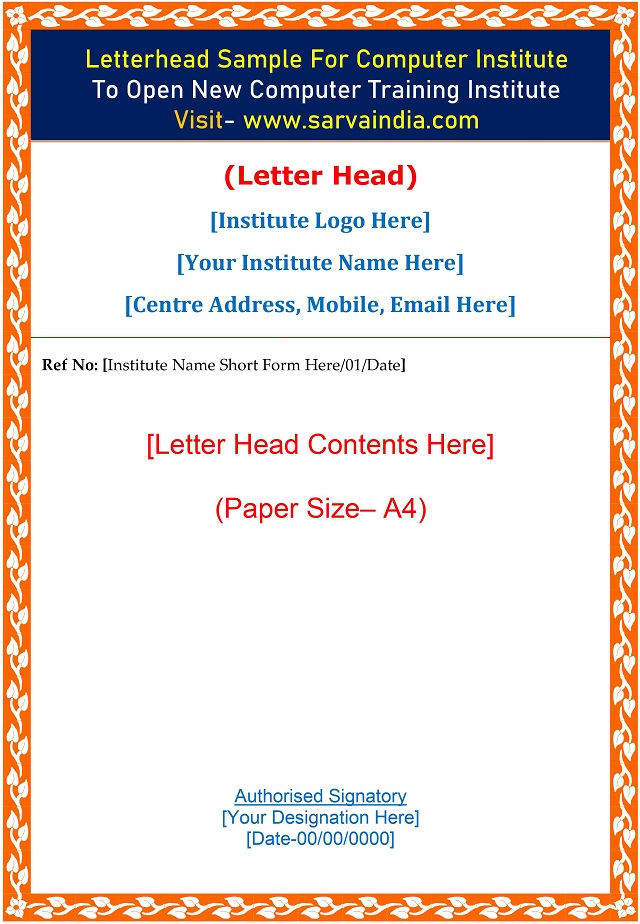 Letter head Sample Format For Computer Training Centre with design tips